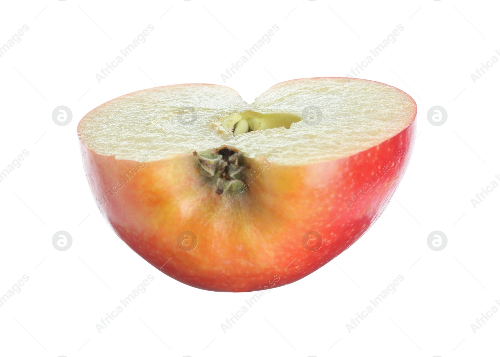 Photo of Half of fresh red apple isolated on white