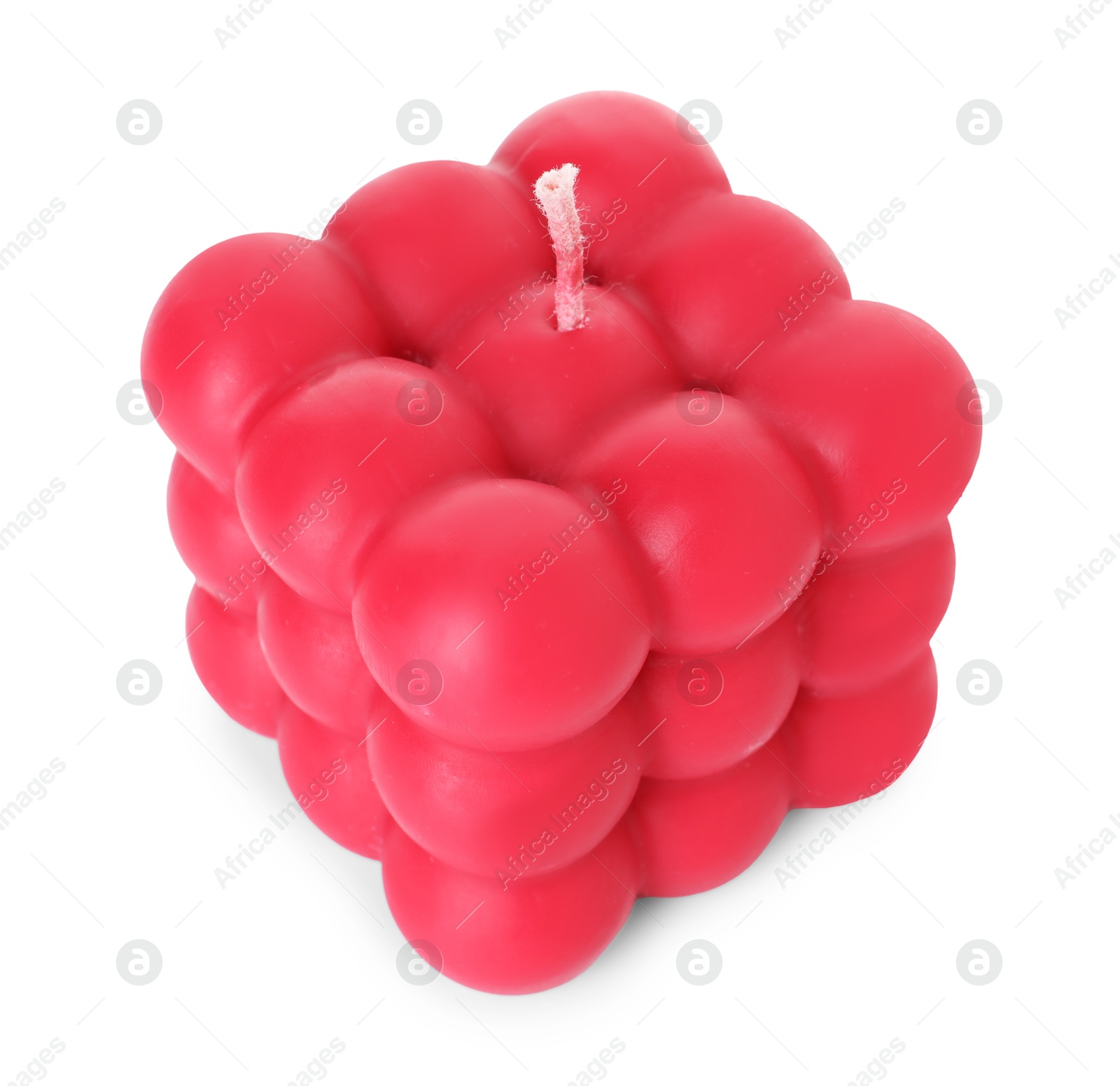 Photo of One red bubble candle isolated on white