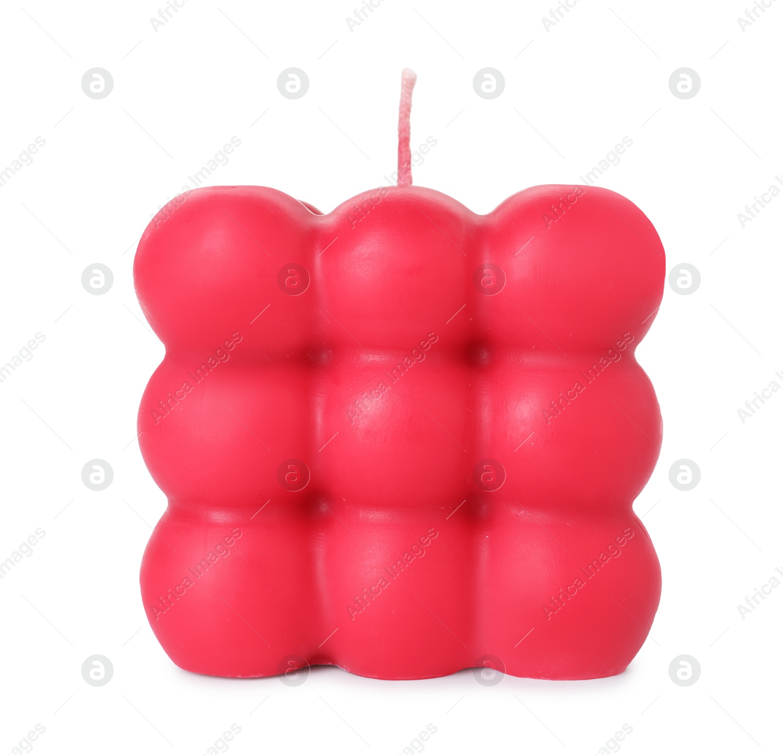 Photo of One red bubble candle isolated on white