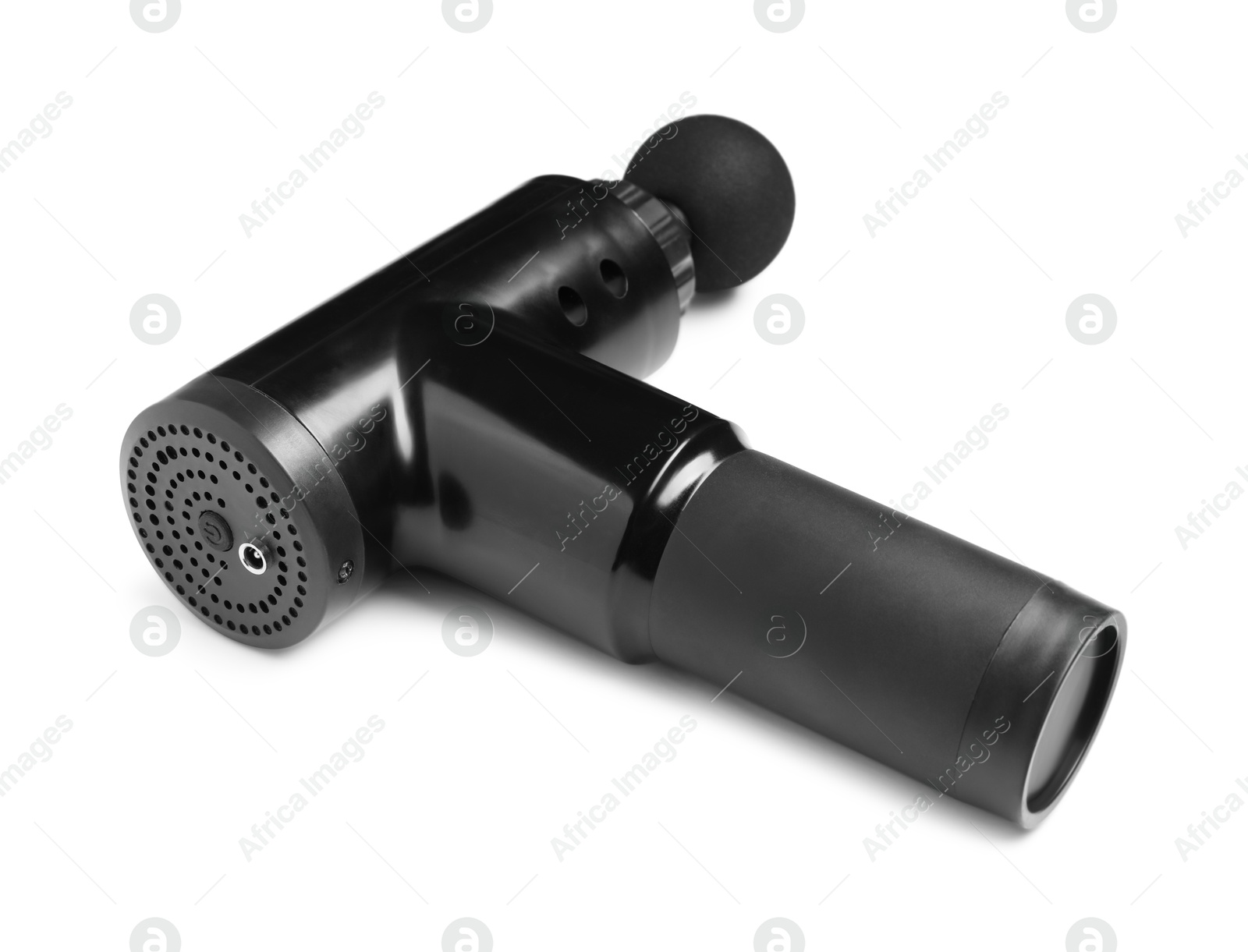 Photo of One black percussive massager isolated on white