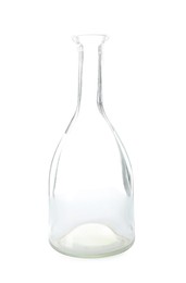 Photo of One empty glass bottle isolated on white