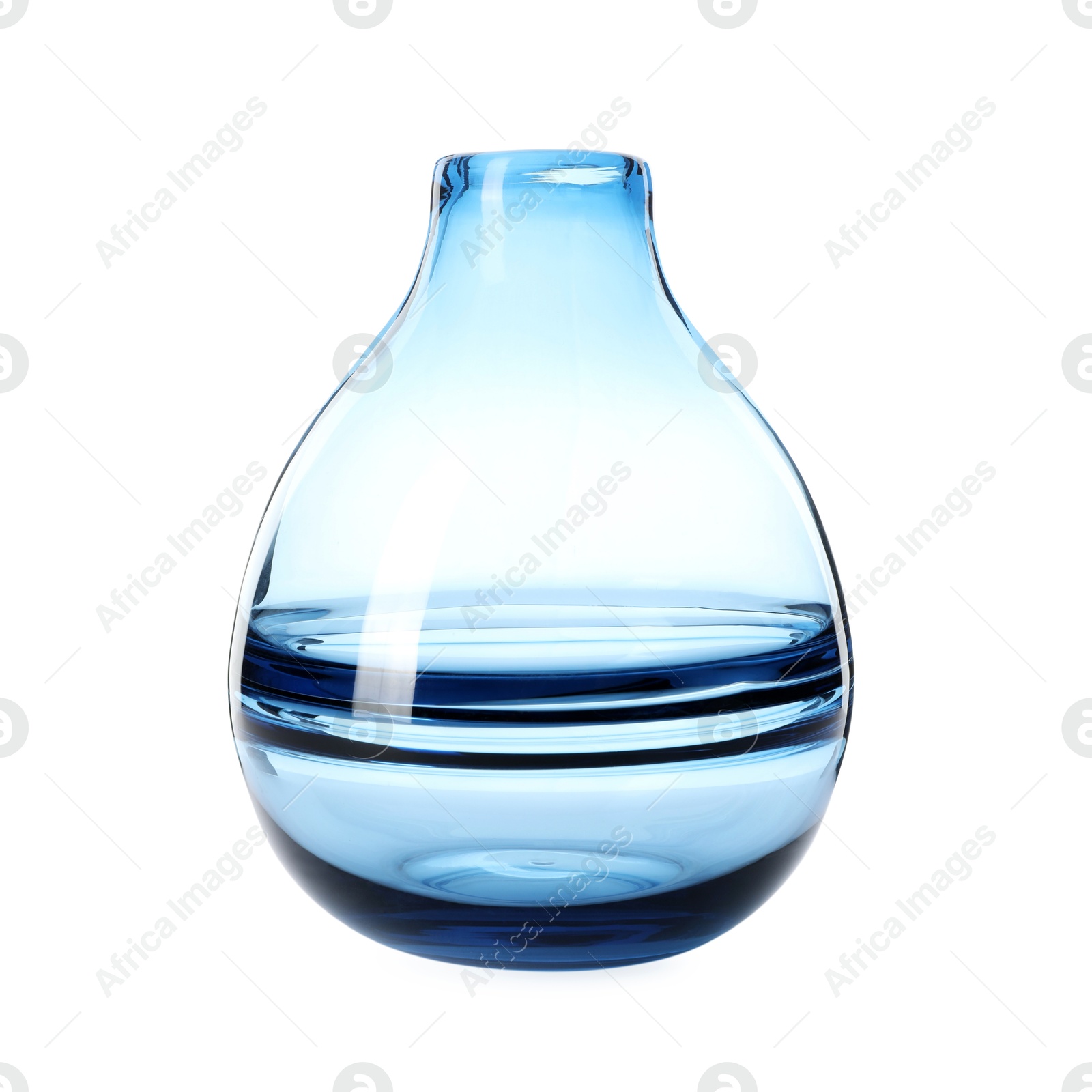 Photo of Stylish empty glass vase isolated on white