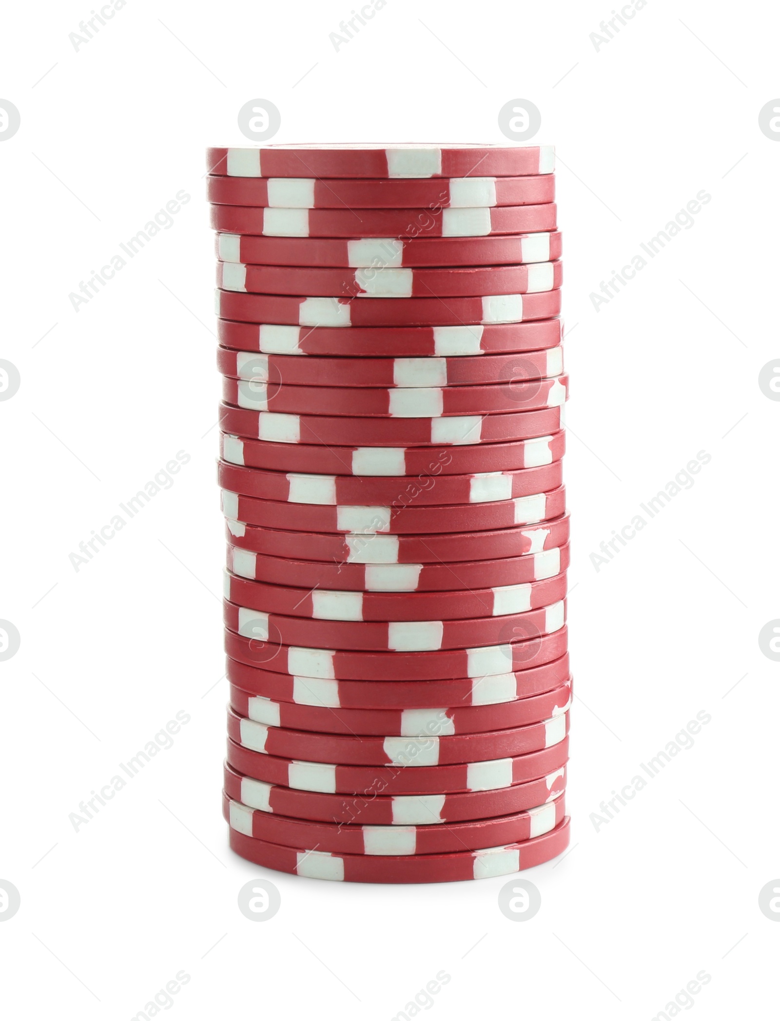 Photo of Poker game. Casino chips isolated on white