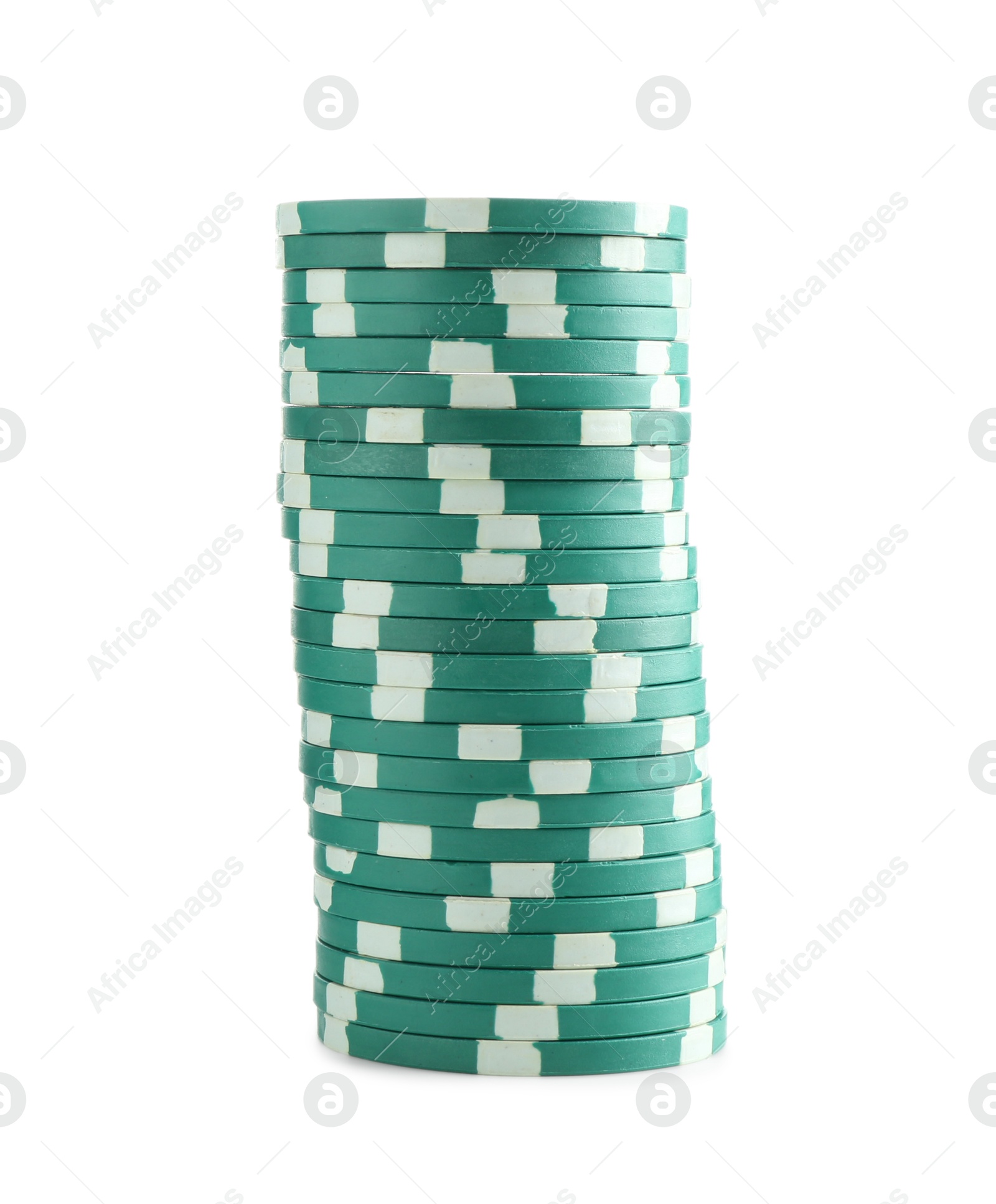 Photo of Poker game. Casino chips isolated on white