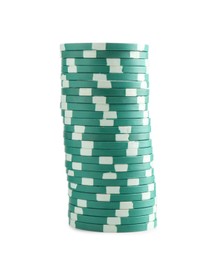 Photo of Poker game. Casino chips isolated on white