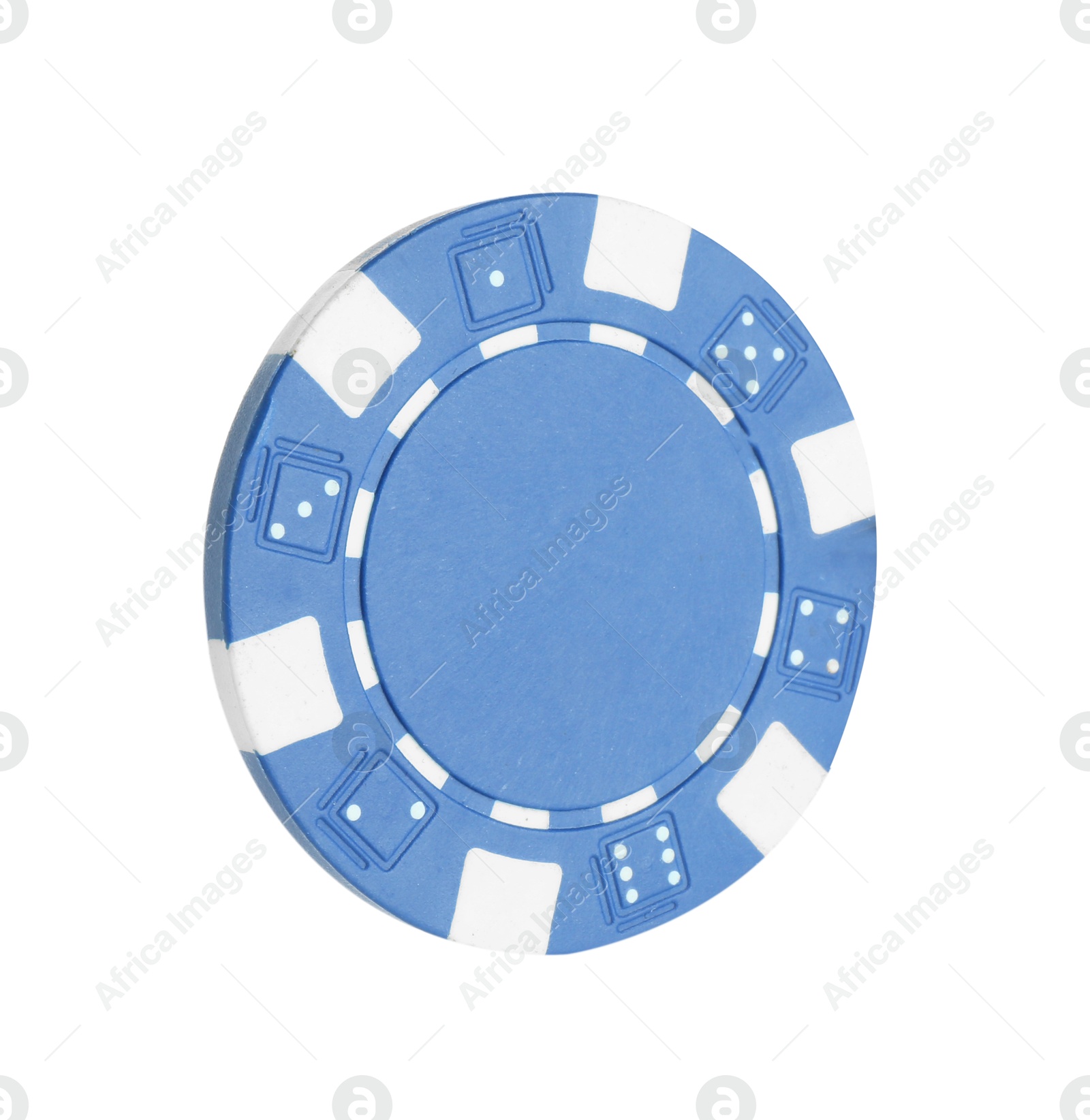 Photo of Poker game. One casino chip isolated on white