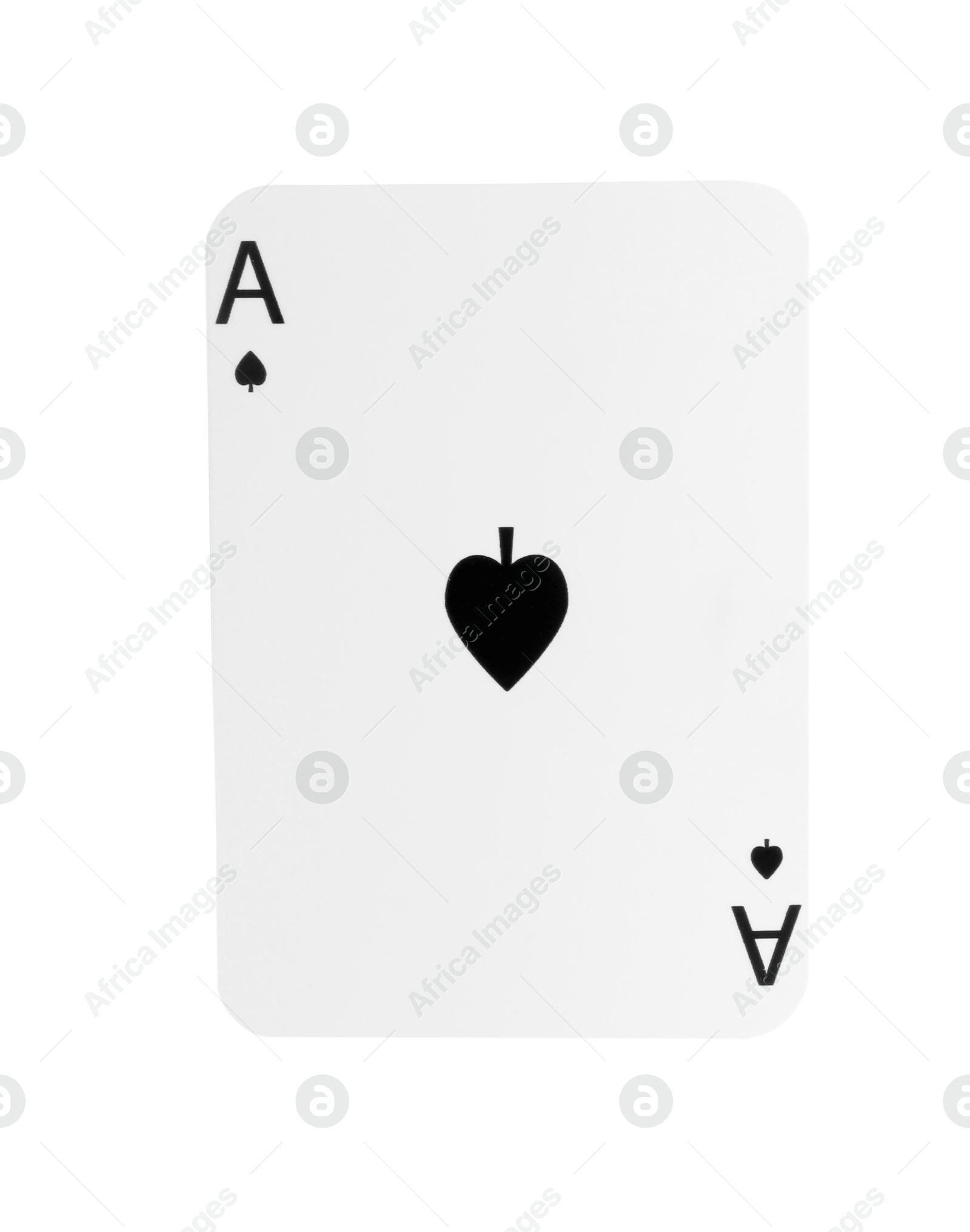 Photo of Poker game. One playing card isolated on white