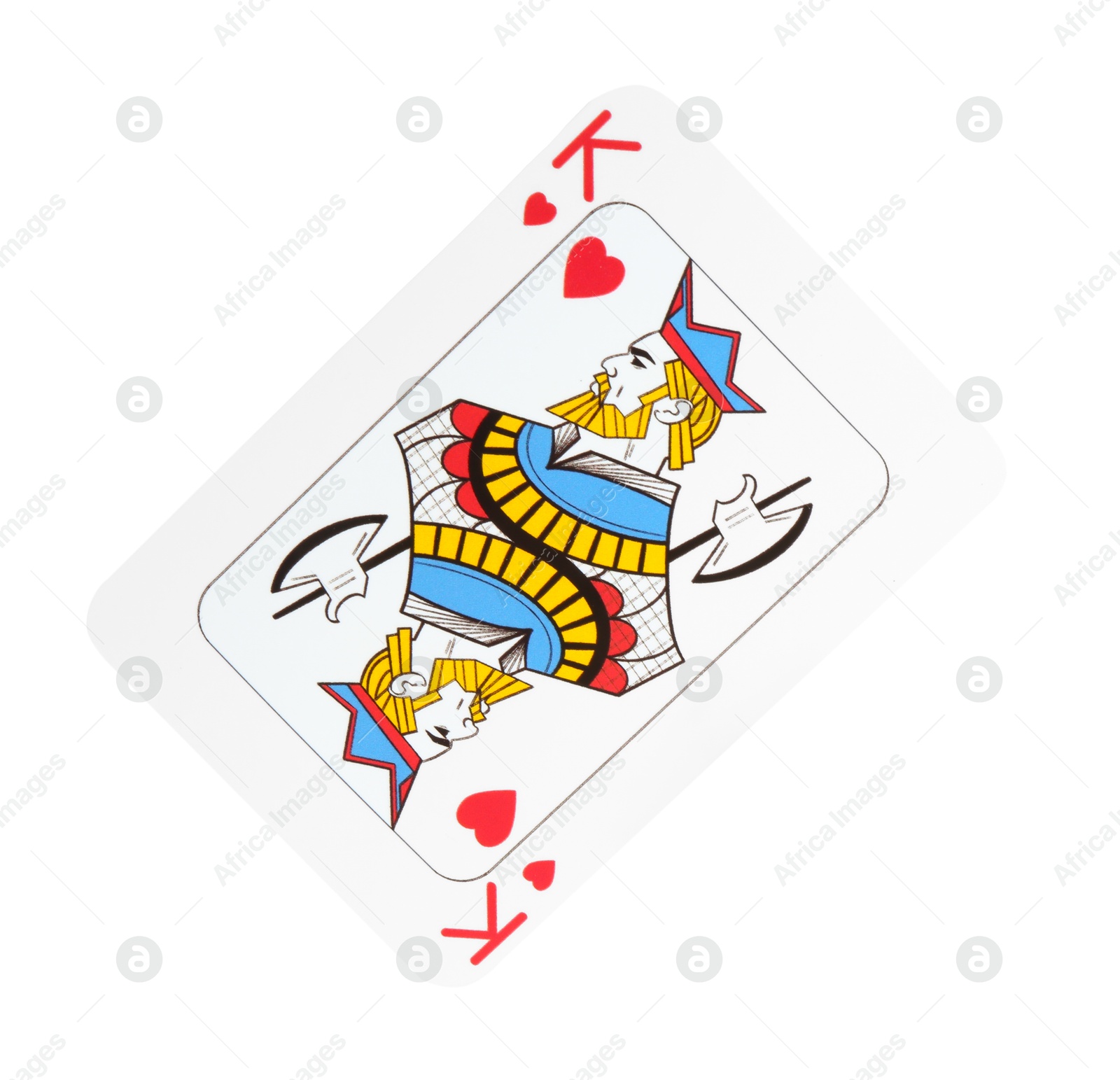 Photo of Poker game. One playing card isolated on white