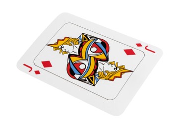 Photo of Poker game. One playing card isolated on white