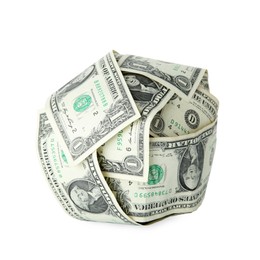 Photo of Ball made of dollars isolated on white