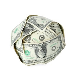 Photo of Ball made of dollars isolated on white