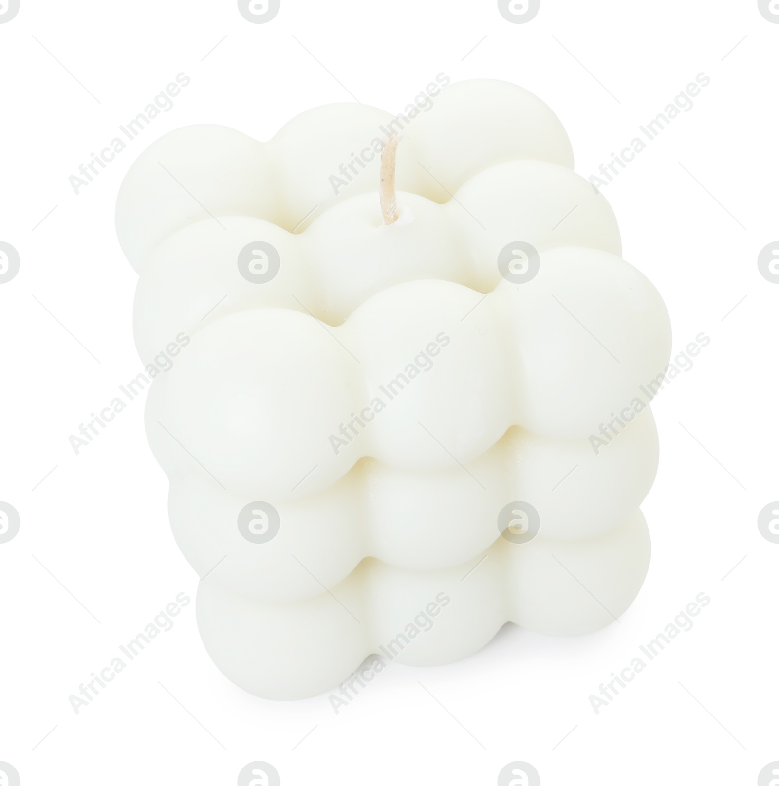 Photo of One beautiful bubble candle isolated on white