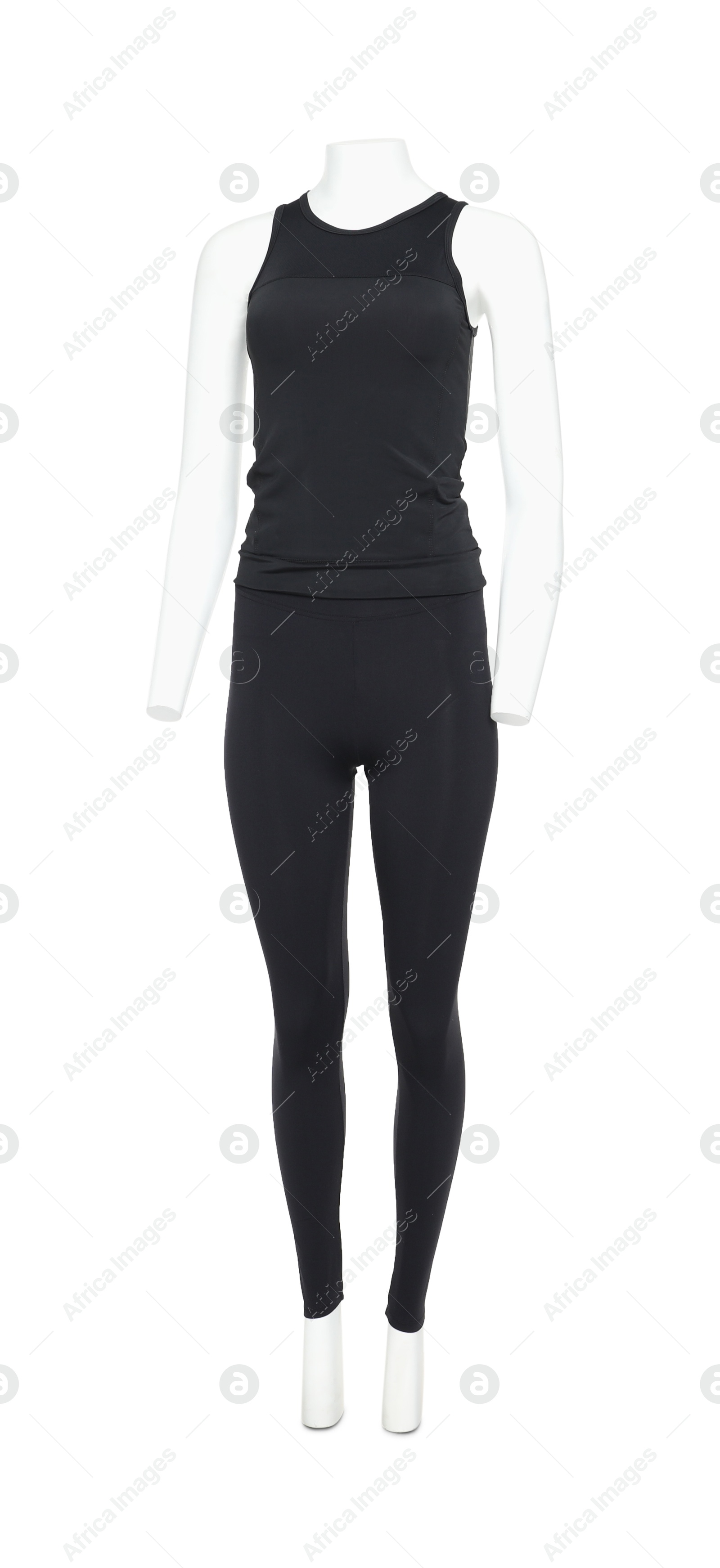 Photo of Female mannequin with stylish sports outfit isolated on white