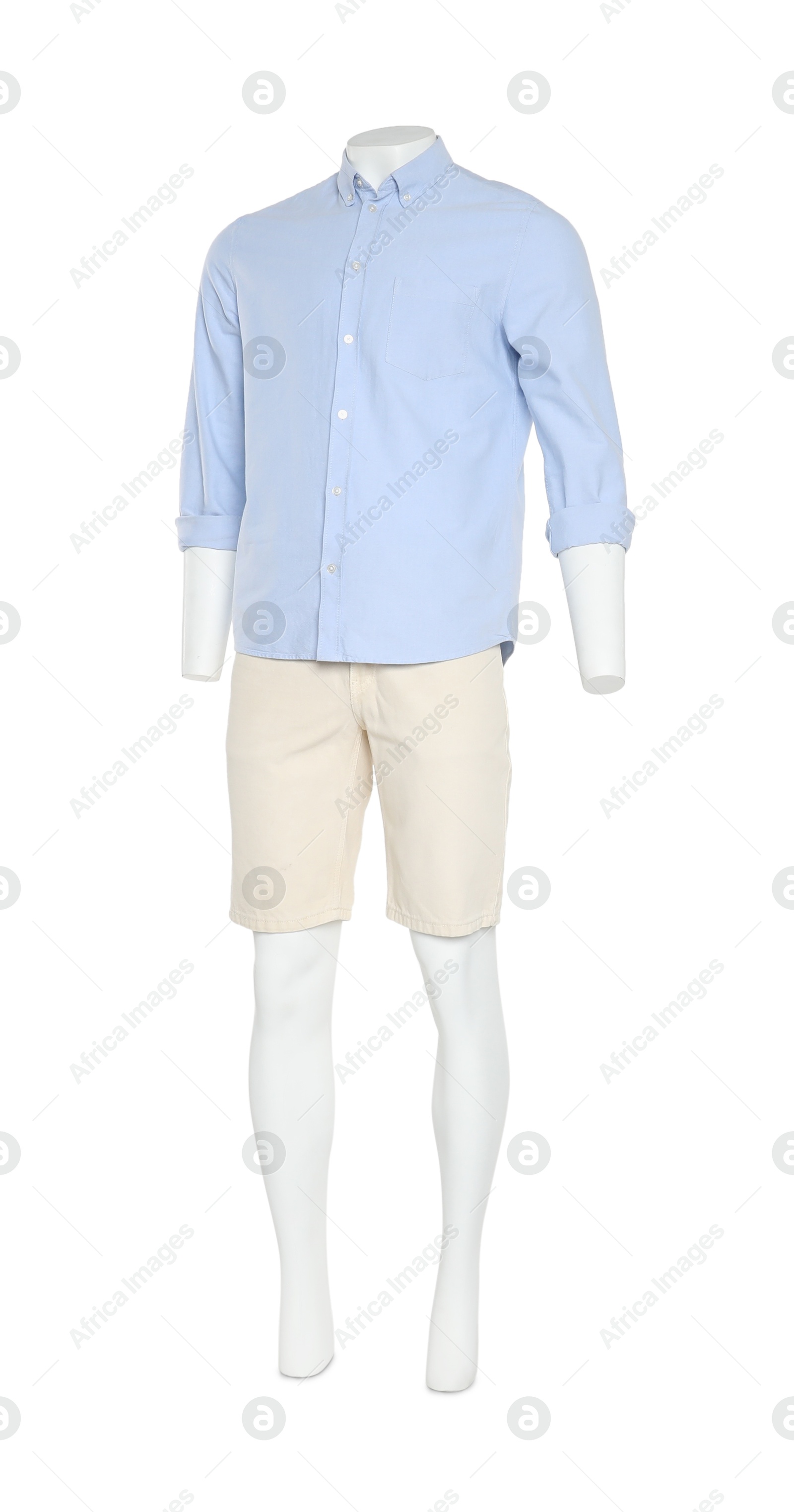 Photo of Male mannequin with stylish outfit isolated on white