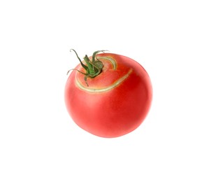 Photo of One fresh ripe pink tomato isolated on white