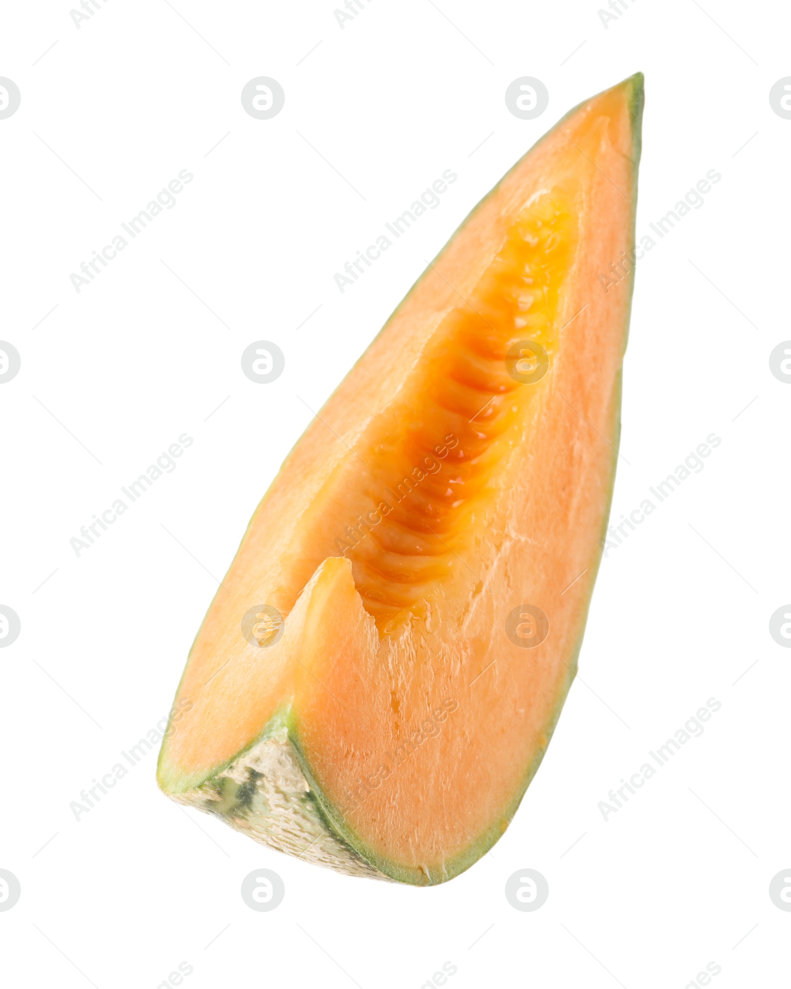 Photo of Piece of Cantaloupe melon isolated on white