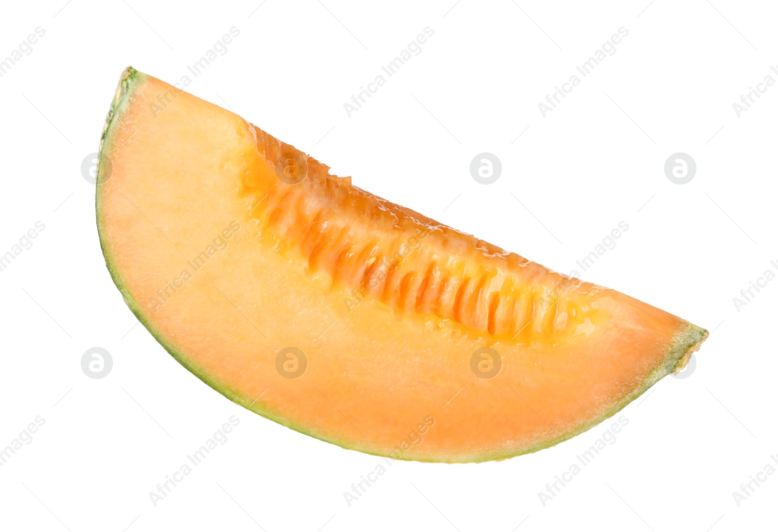 Photo of Piece of Cantaloupe melon isolated on white