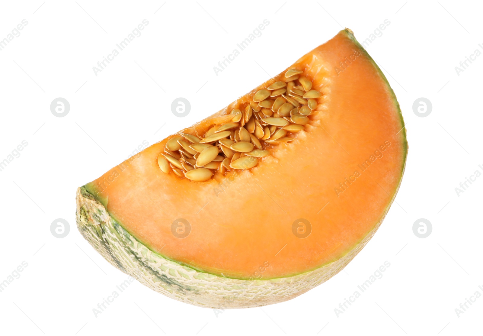 Photo of Piece of Cantaloupe melon isolated on white