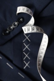 Semi-ready jacket and measuring tape, top view