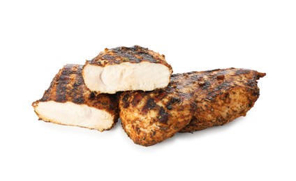 Tasty grilled chicken breasts isolated on white