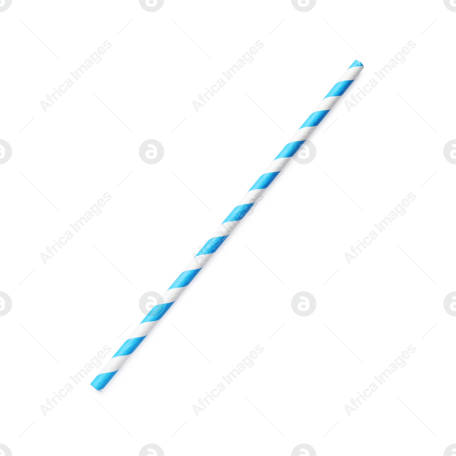 Photo of Striped bamboo drinking straw isolated on white, top view