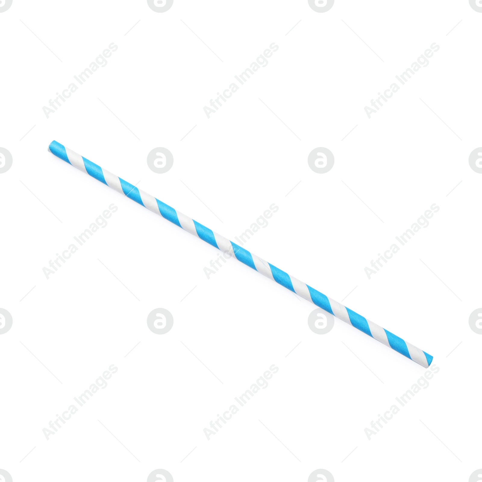 Photo of Striped bamboo drinking straw isolated on white, top view