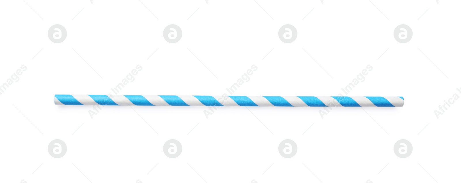 Photo of Striped bamboo drinking straw isolated on white, top view