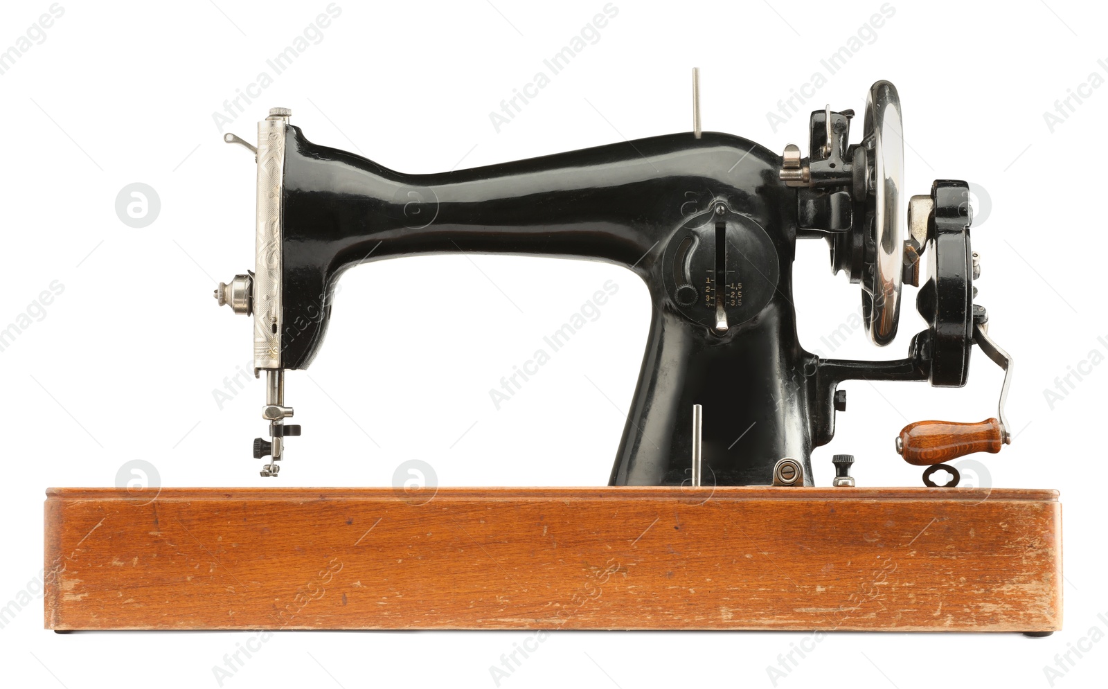 Photo of One vintage sewing machine isolated on white