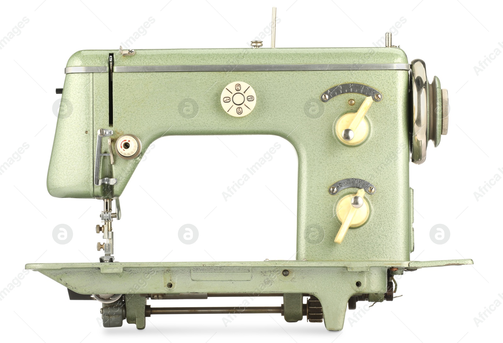 Photo of One vintage sewing machine isolated on white