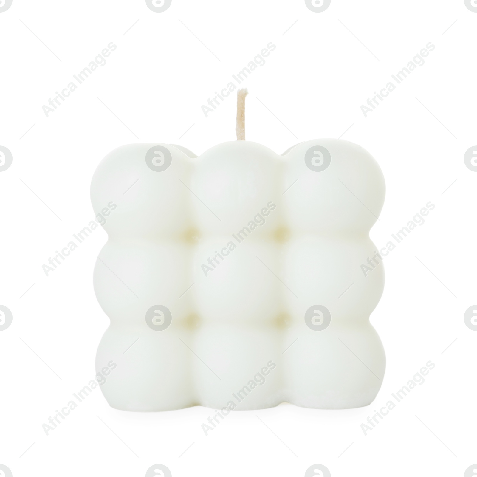 Photo of One beautiful bubble candle isolated on white