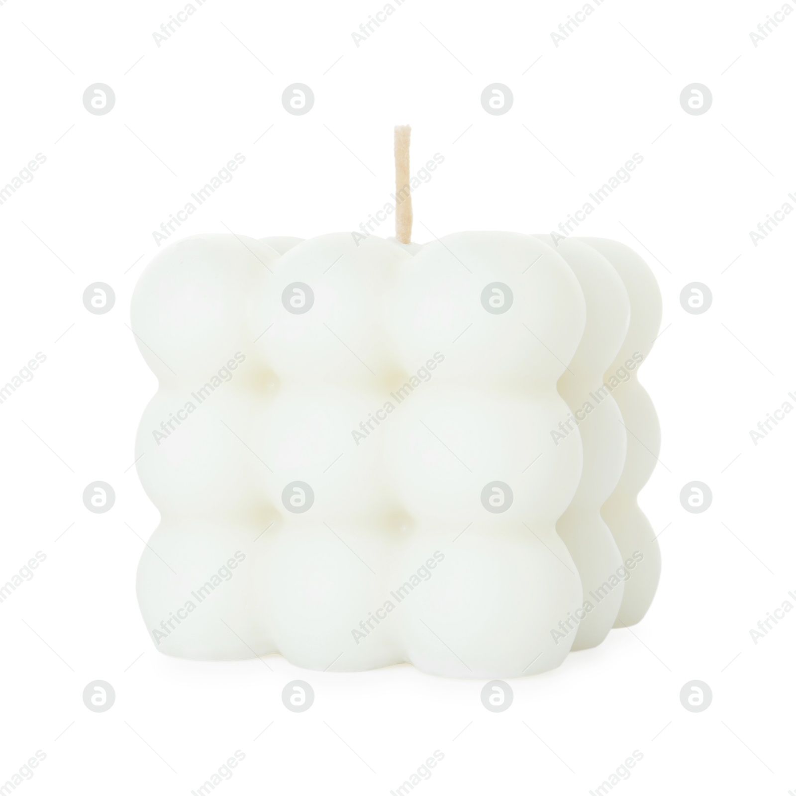 Photo of One beautiful bubble candle isolated on white