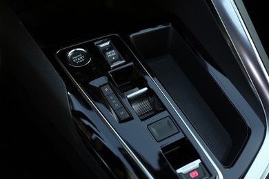 Photo of Control panel inside of modern car, closeup view