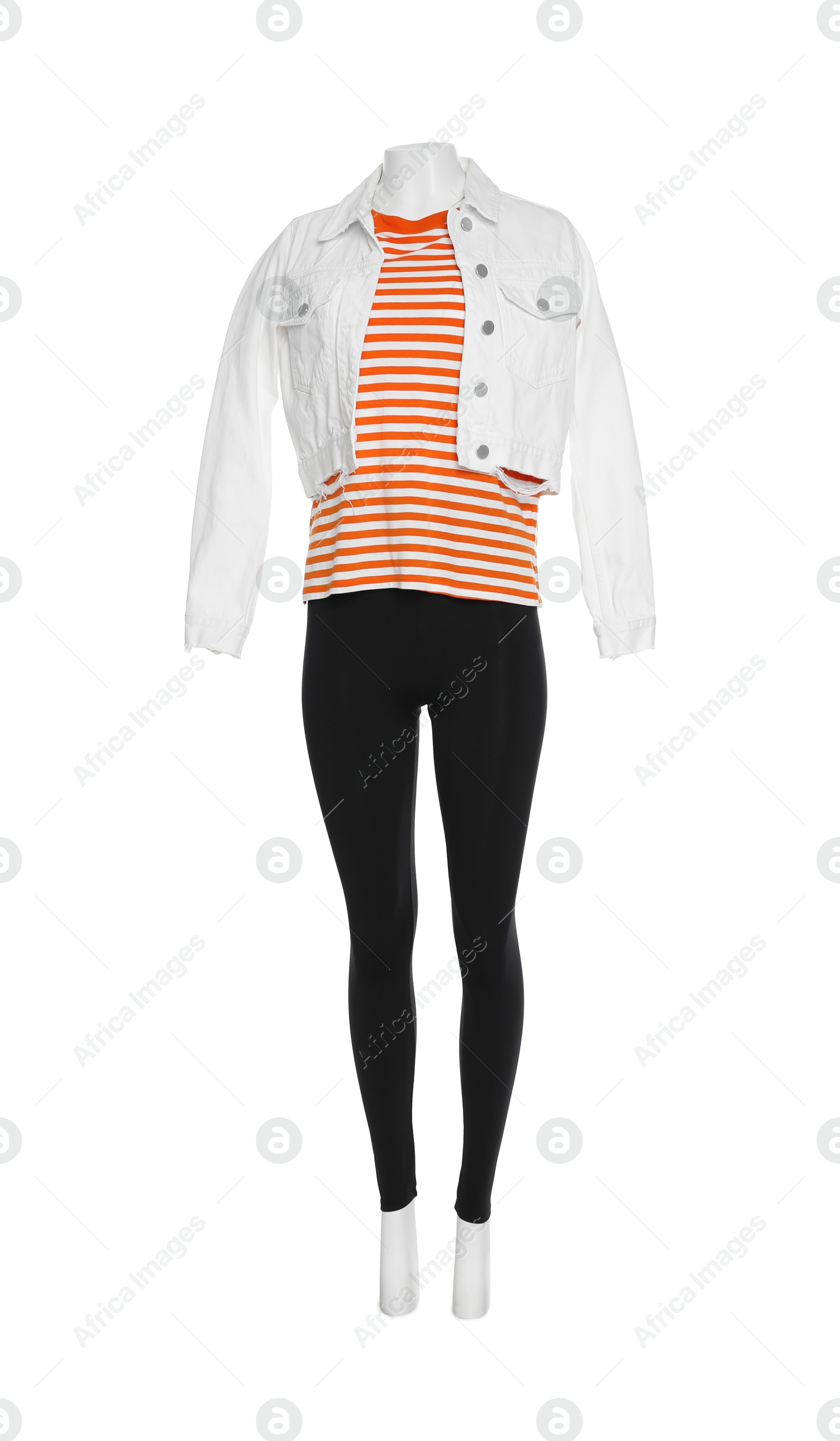 Photo of Female mannequin with stylish outfit isolated on white