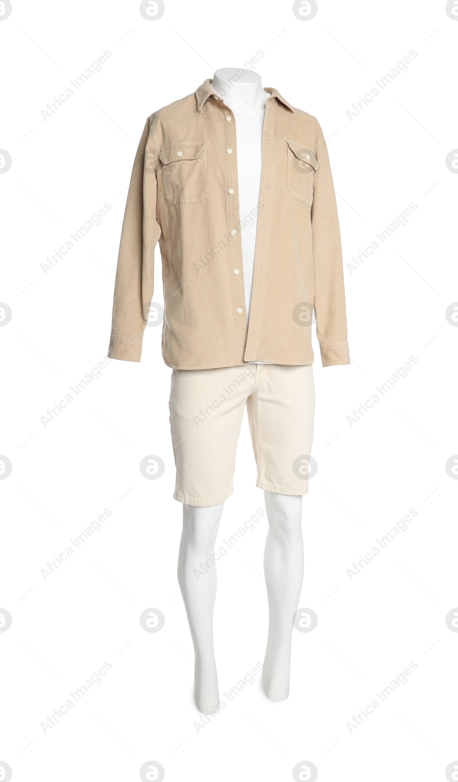 Photo of Male mannequin with stylish outfit isolated on white