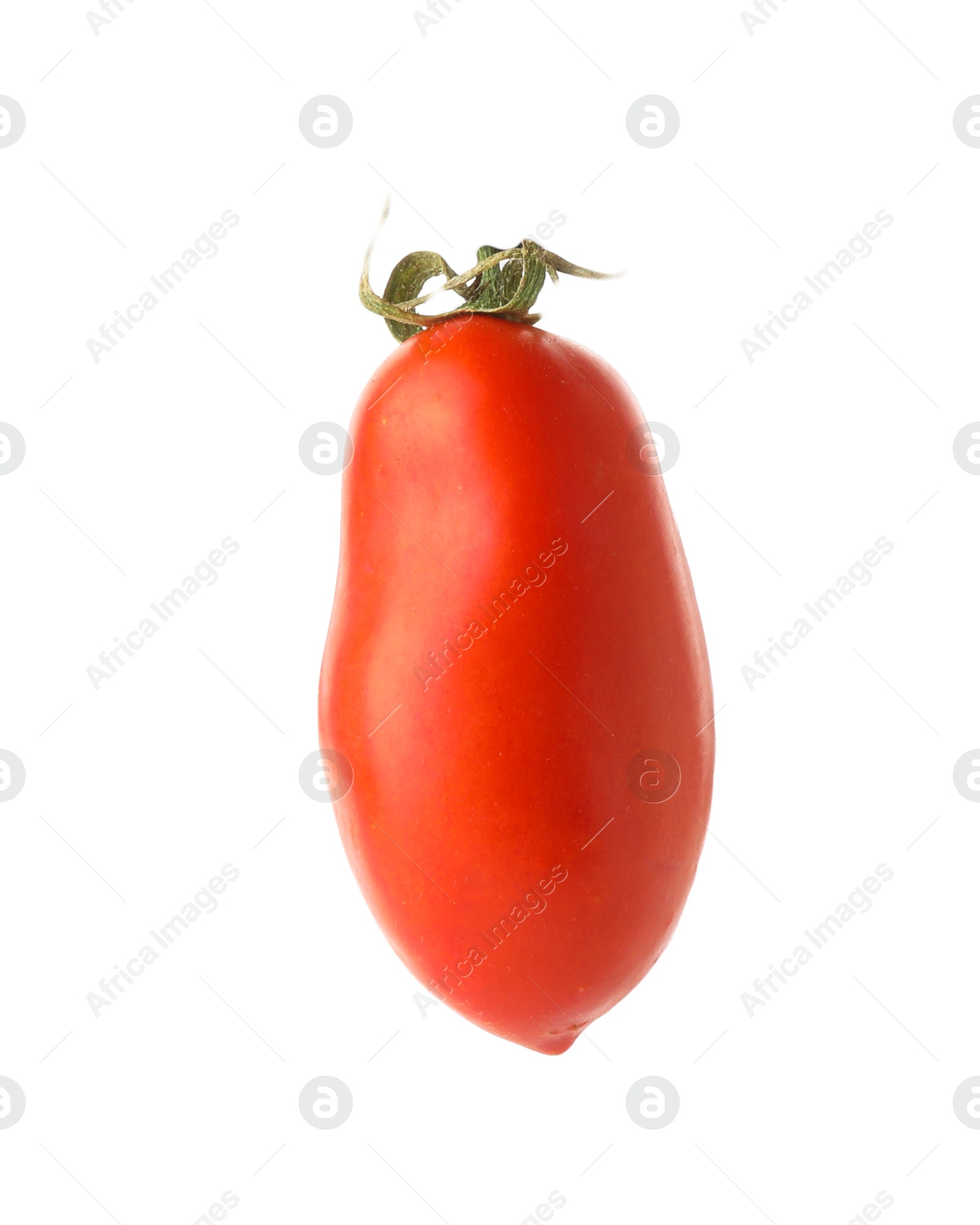 Photo of One fresh ripe red tomato isolated on white