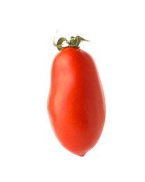 Photo of One fresh ripe red tomato isolated on white