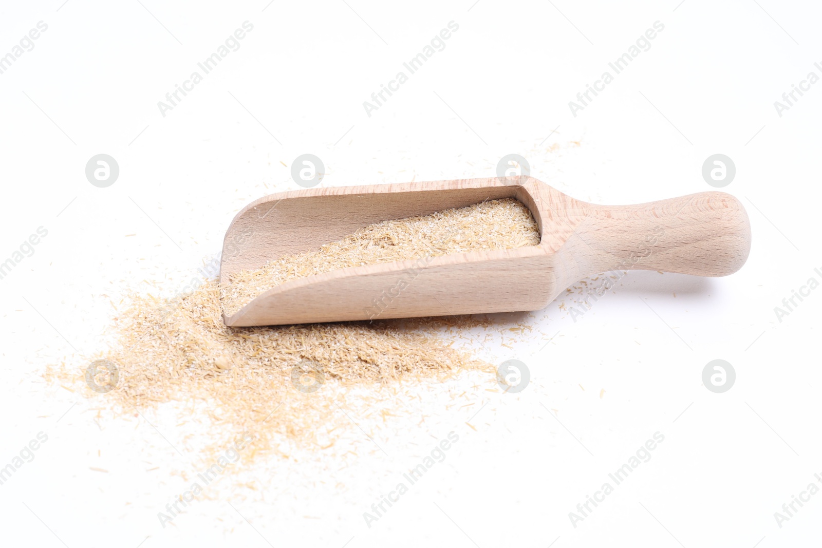 Photo of Scoop with oat bran isolated on white