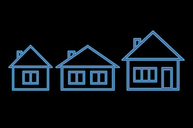 Image of Real estate. Houses on black background, illustration