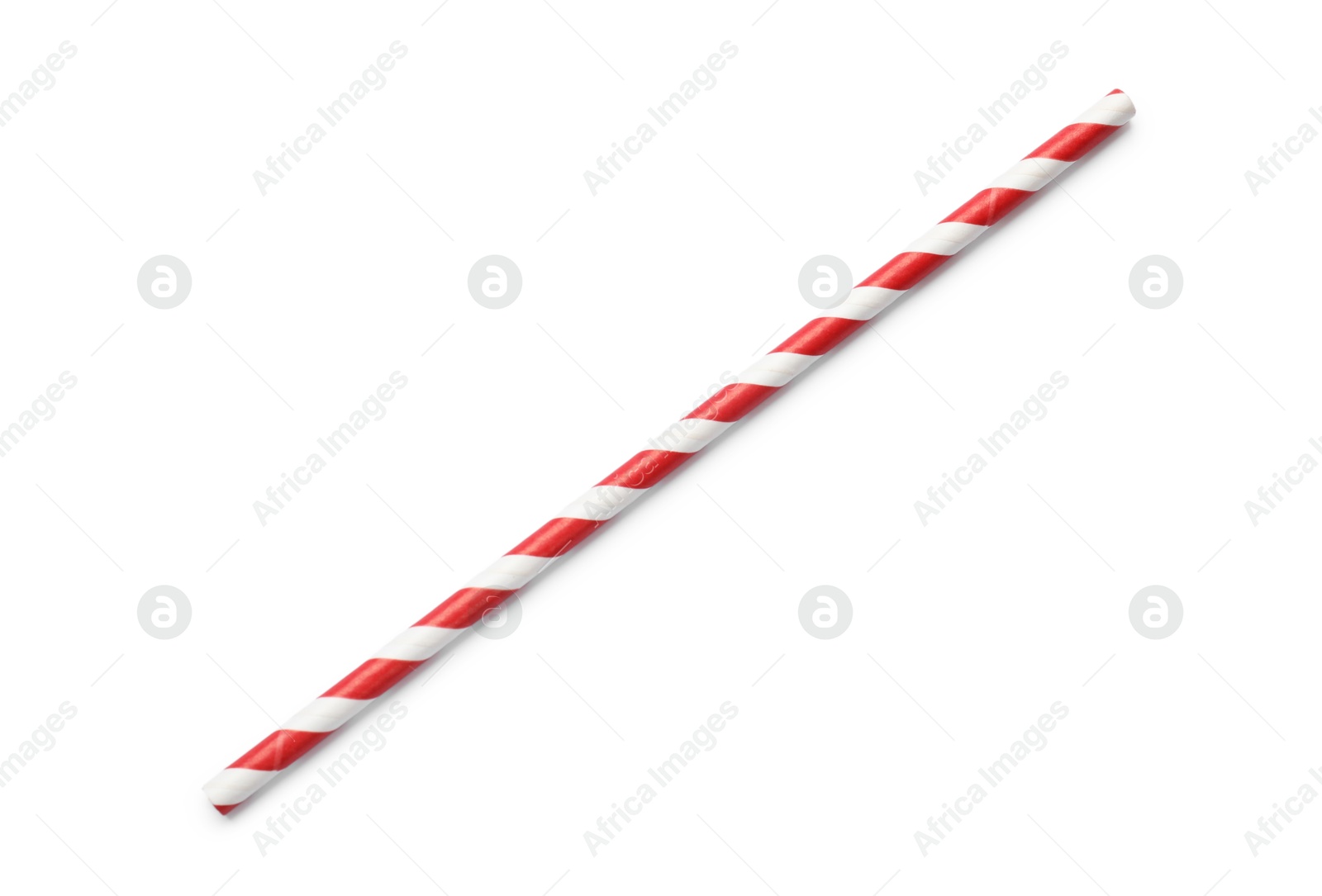 Photo of Striped bamboo drinking straw isolated on white, top view