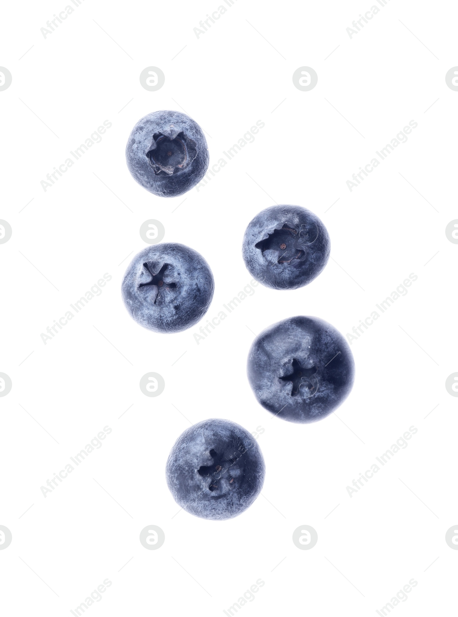 Photo of Many fresh ripe blueberries isolated on white