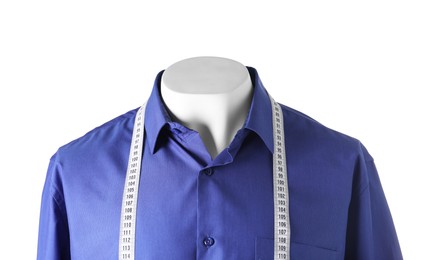 Mannequin with shirt and measuring tape isolated on white