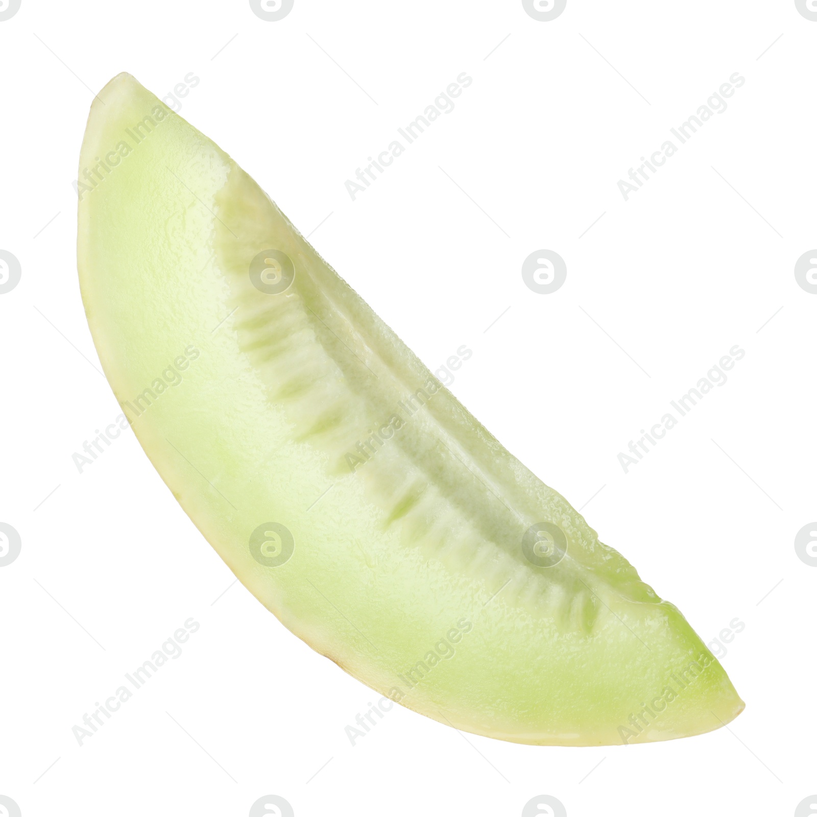 Photo of Slice of fresh honeydew melon isolated on white