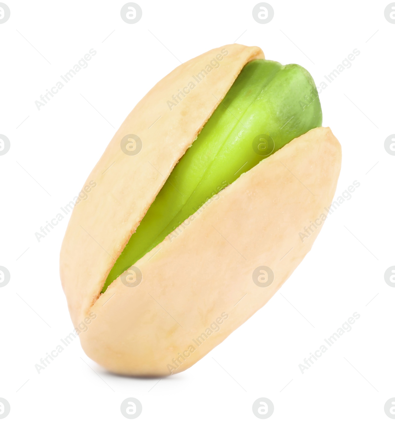 Image of Tasty pistachio nut in open shell on white background