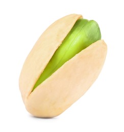 Image of Tasty pistachio nut in open shell on white background