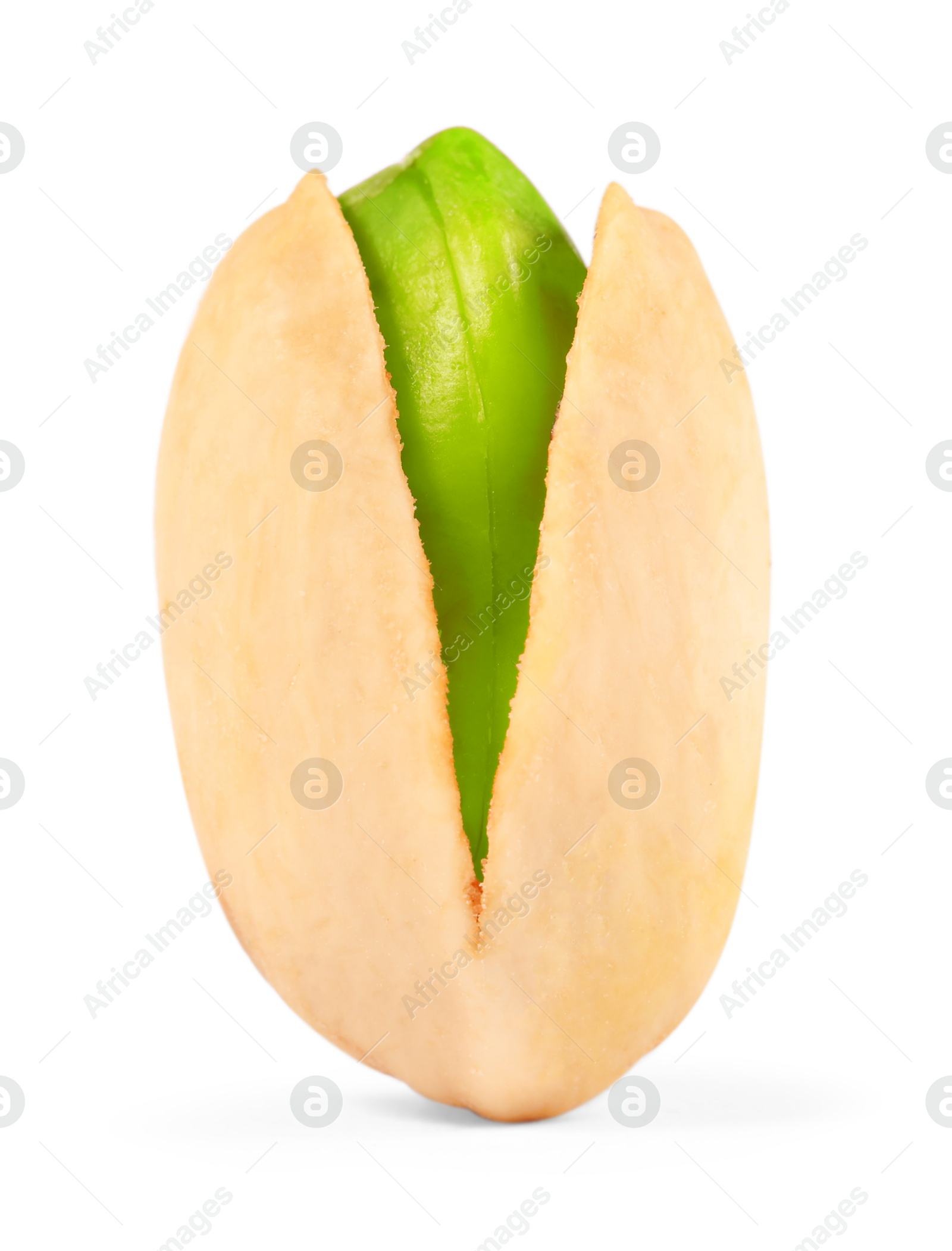 Image of Tasty pistachio nut in open shell on white background