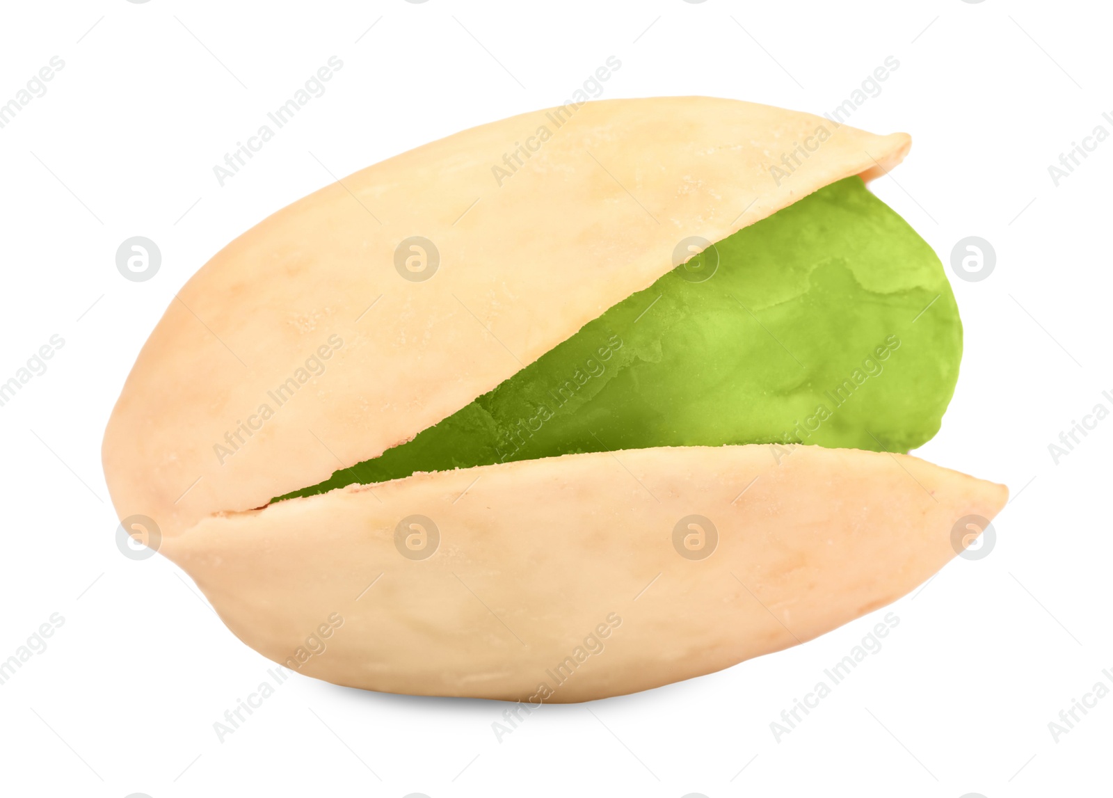 Image of Tasty pistachio nut in open shell on white background