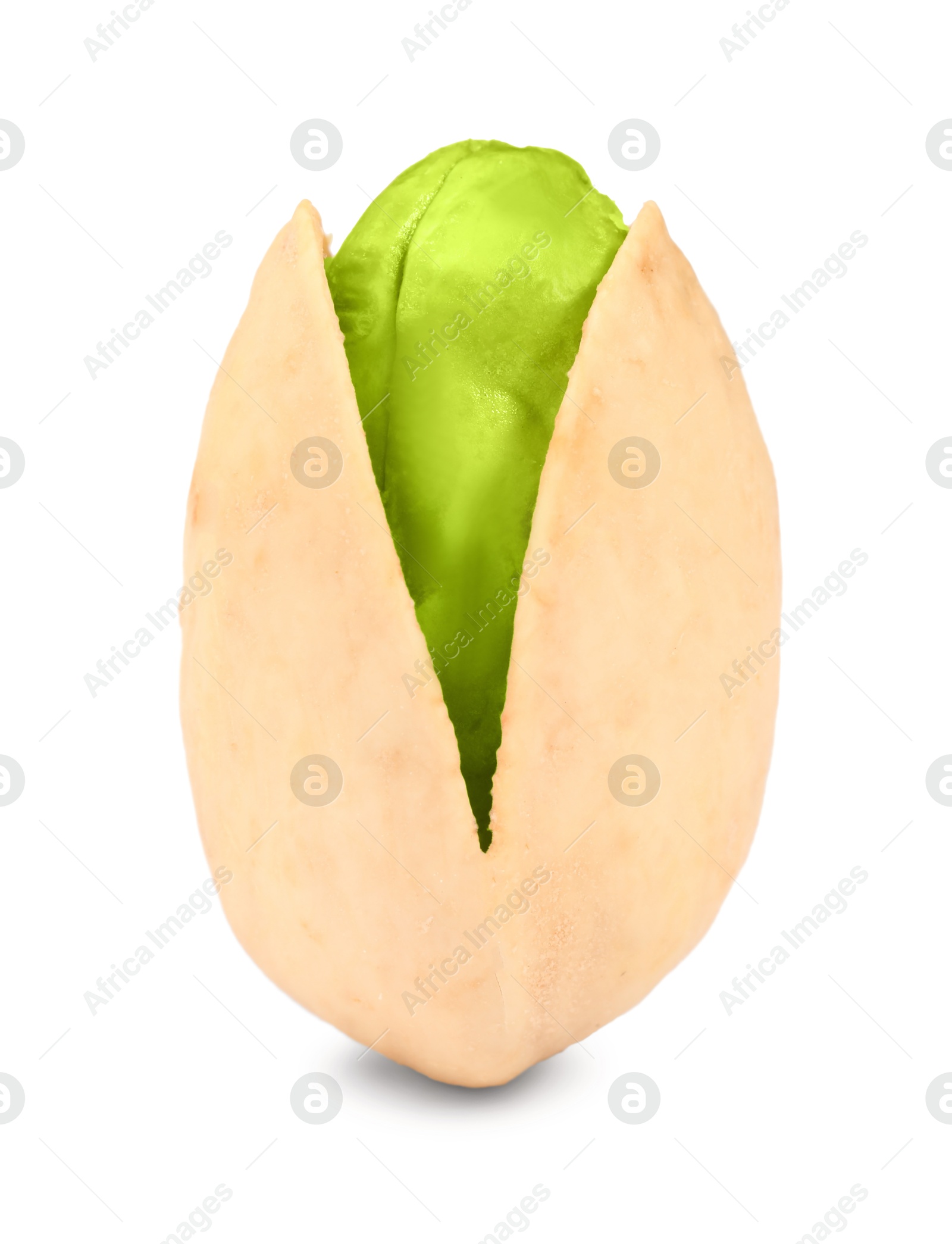 Image of Tasty pistachio nut in open shell on white background