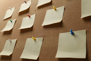 Photo of Many paper notes pinned to cork board