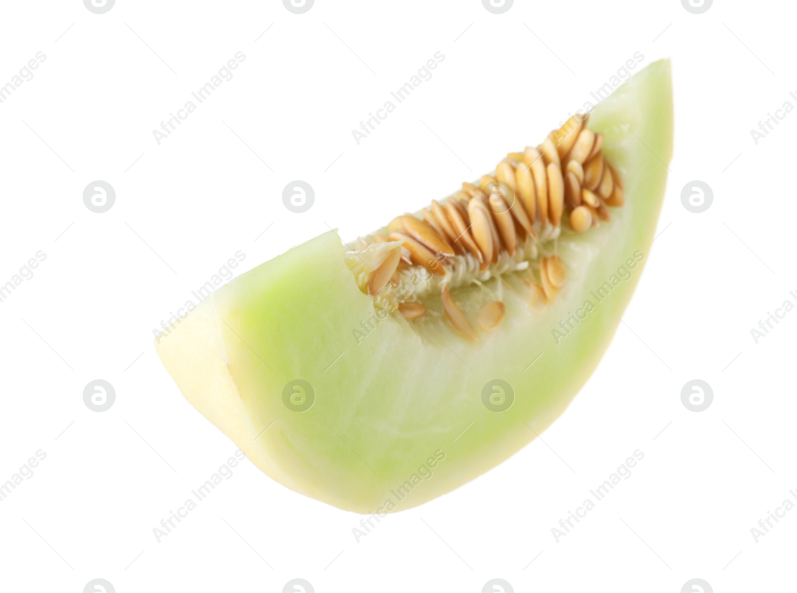 Photo of Slice of fresh honeydew melon isolated on white