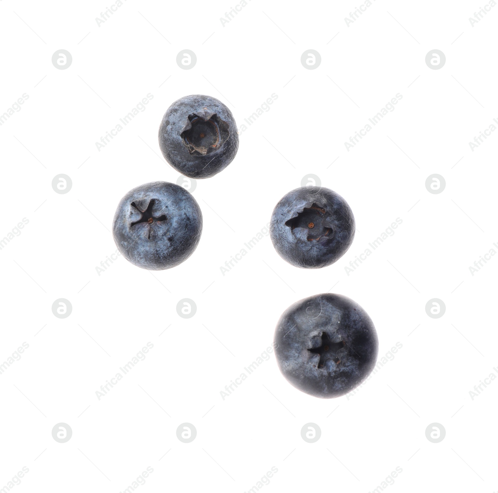 Photo of Many fresh ripe blueberries isolated on white